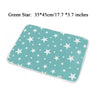 A teal reusable absorbent pee pad featuring a white star pattern for small pet cages.