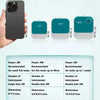 A set of compact adjustable air pumps for aquarium oxygenation shown with various power options and dimensions.
