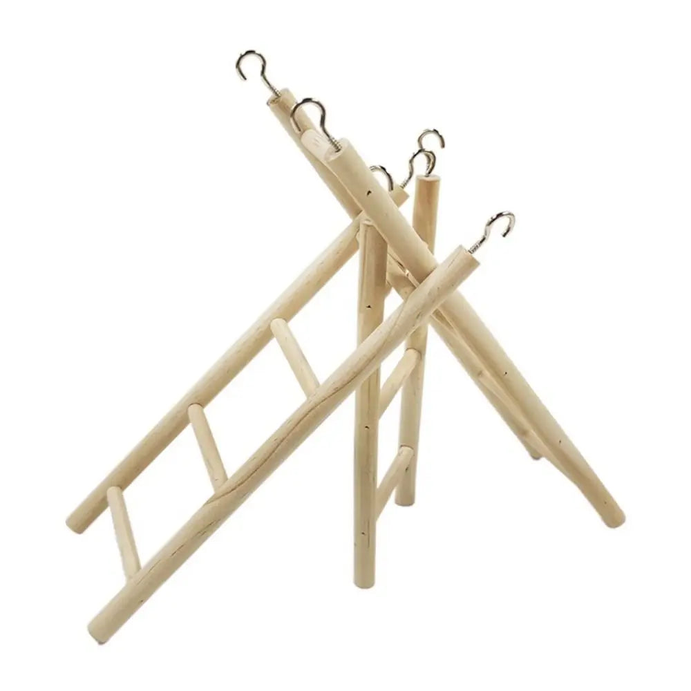 Wooden bird ladder with hooks for climbing and perching