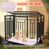 A black wire pet cage designed for small pets, featuring a pink absorbent liner and a rabbit inside.