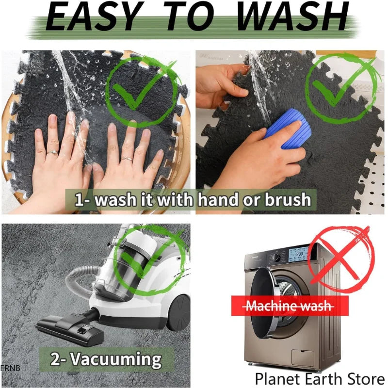 Instructions show how to wash and vacuum the Cozy Fleece Pet Warming Mat for Small Animals.