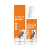 A bottle of Hot Spot and Wound Spray for dogs and cats with an orange label and white pump top.