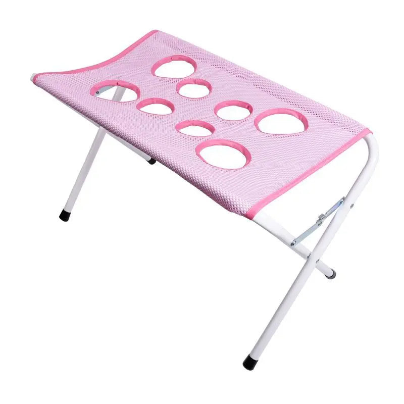 Pinkes faltbares Fellpflege-Hängematte-Ständer mit mehreren Netztaschen für Haustiere