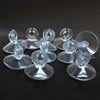 A pack of ten clear silicone suction cup air tube holders for aquariums.