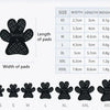A chart showing various sizes of pet anti-slip paw protectors for dogs, ranging from XS to XXXXL.