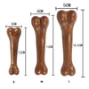 Three sizes of natural wood chew toys for dogs labeled S, M, and L showing different lengths.