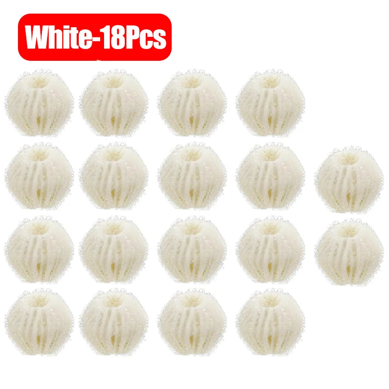 White reusable lint catchers, 18 pieces, shown in a grid layout.