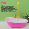 Rosa automatische Vogelbad-Dusche mit rosa Becken und gelbem Duschkopf
