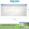 Bag size diagram showing the dimensions of a bag and compatible litter box liners.