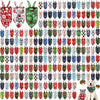 A pack of 100 donut print dog bandanas featuring various holiday and festive designs.