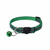 A green reflective pet collar with an adjustable black head buckle and metal clip.