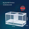 White rectangular aquarium fish breeding isolation box with a partition and suction cups
