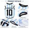 Argentina number 10 sport team dog jersey vest with blue and white stripes