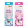 Embalaje rosa y azul para un juego de arnés y correa para hámster con una figura adorable.