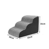 A gray non-slip curved pet stairs ramp with dimensions 35cm high, 40cm long, and 55cm wide.
