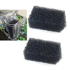 Two black aquarium bio sponge filter media pieces shown in close-up.