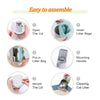Instructions for easily assembling a reusable pet litter scoop with waste bag, showing steps to open, secure the lid, and mou