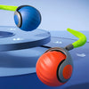 A red ball with a green tail is shown in mid-air, interacting with a blue ball and a flat surface.