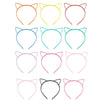 A collection of cat ear headbands for girls and kids in various pastel colors.