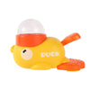 Gelbes Enten-Puzzlespielzeug mit orangem Deckel und Leckerliverteilerfunktion.