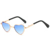 Funny heart-shaped pet sunglasses for cats and dogs with gold-toned metal frames