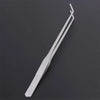Stainless steel aquarium cleaning tweezers shown diagonally against a dark background.