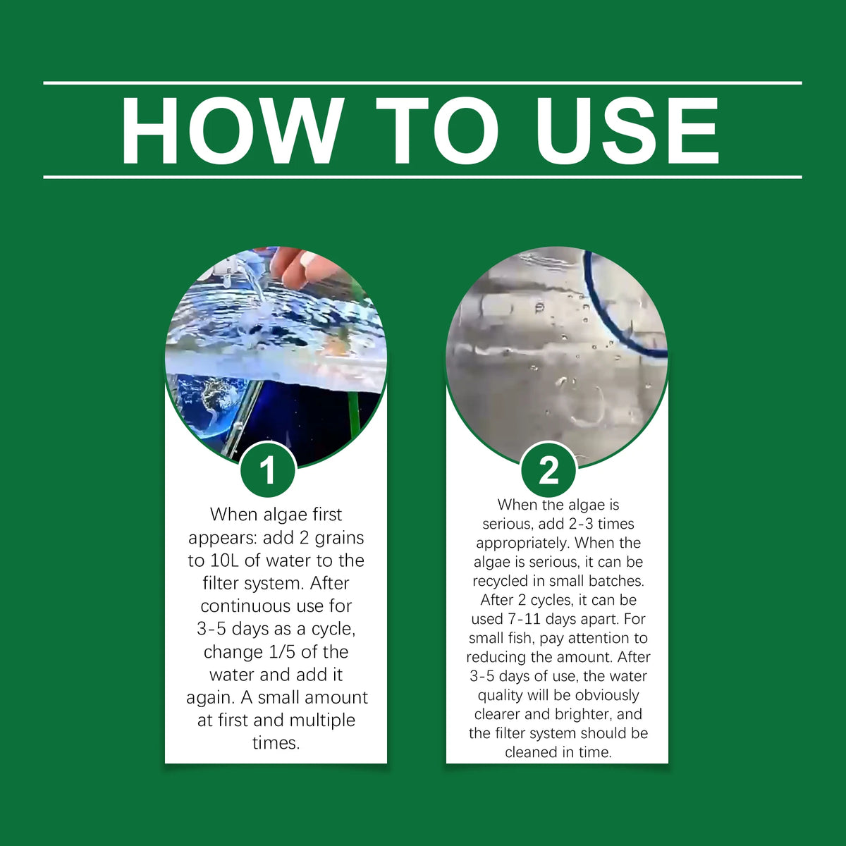 Guide instructif montrant les étapes pour utiliser des comprimés de purification d'eau pour aquarium