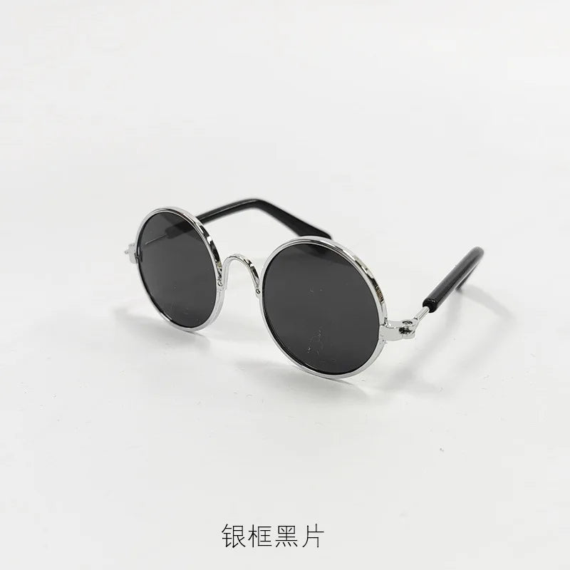 Black vintage round pet sunglasses for dogs and cats