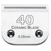 Gros plan d'une lame en céramique de 40 avec un marquage de 0,25 mm.