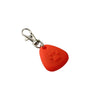 Orange silicone pet collar light with a silver clip and paw print design