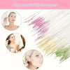 A set of disposable ear cleaning tools shown with various colored filaments and usage examples.