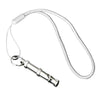Silbato para entrenamiento de perros de acero inoxidable con cordón y clip.