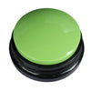 A round, lime green button with a black base for dog training.