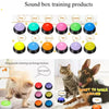 A variety of colorful buttons used for dog training and puzzle toys, including a dog puzzle training exchange button.