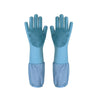 A pair of light blue pet grooming gloves for dogs and cats, shown against a white background.