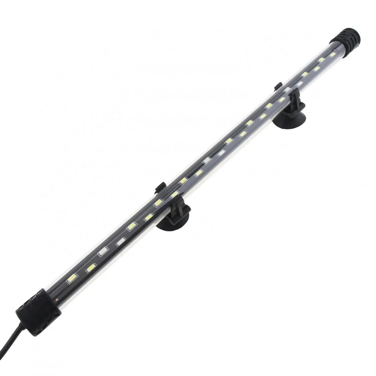 A long, flexible waterproof LED aquarium light bar with multiple light strips and mounting fixtures.