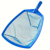 Blue pool leaf skimmer net with a handle for easy debris removal