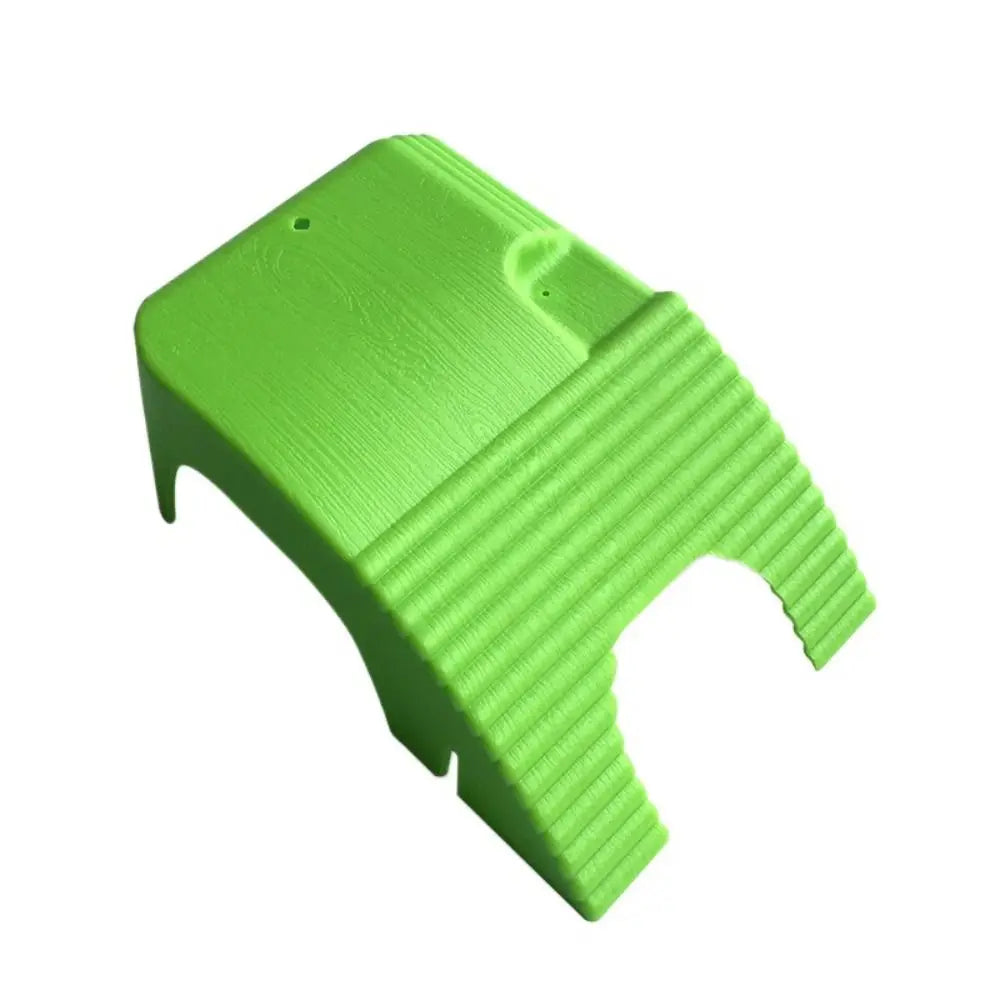 A bright lime green adjustable basking platform with suction cups for reptiles and amphibians.