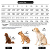 Three dogs of varying sizes are shown with measurement lines indicating chest circumference.