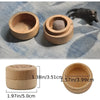A natural wooden pet hair keepsake box shown next to a dark animal and dimensions.
