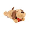 A light brown plush comfort toy resembling a dog with floppy ears and a dark nose.