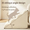 A light beige pet safety climbing stairs designed with a 35-degree oblique angle for easy climbing.