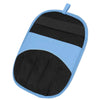 A pair of blue electrostatic pet hair removal gloves with black mesh pads.