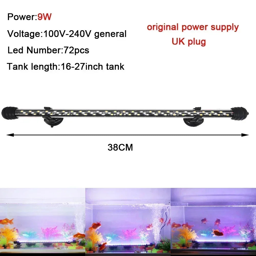 Tira de luz LED larga diseñada para tanques de peces de 40 a 68 cm (16-27 pulgadas).