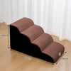 Brown washable non-slip pet stairs used for climbing onto a bed or sofa