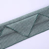 A close-up of a blue and white striped cotton dog bandana fabric.