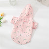 Pink cartoon printed dog raincoat for small breeds with a pocket