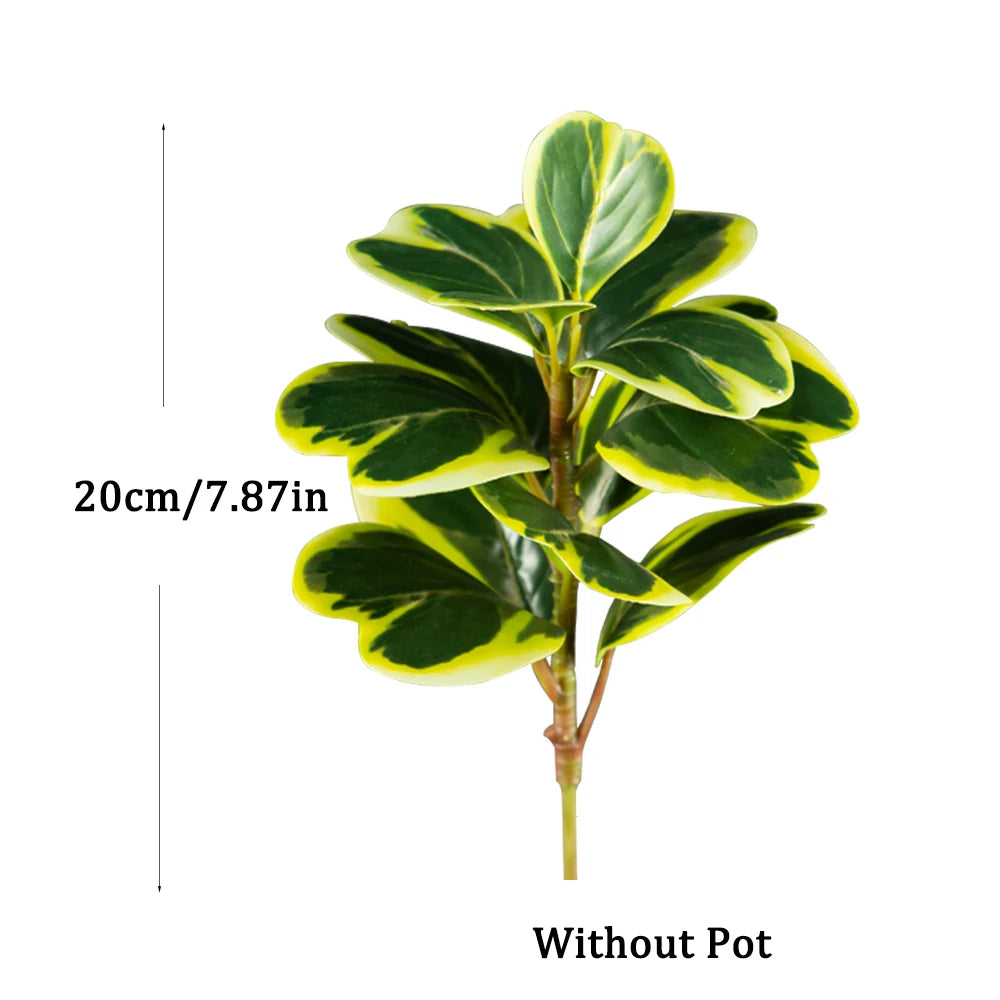 Künstliches Herzblatt-Ficus-Baum mit grünen und gelben Blättern, ohne Topf