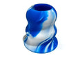 Blue and white marbled silicone grips for baseball bat knobs