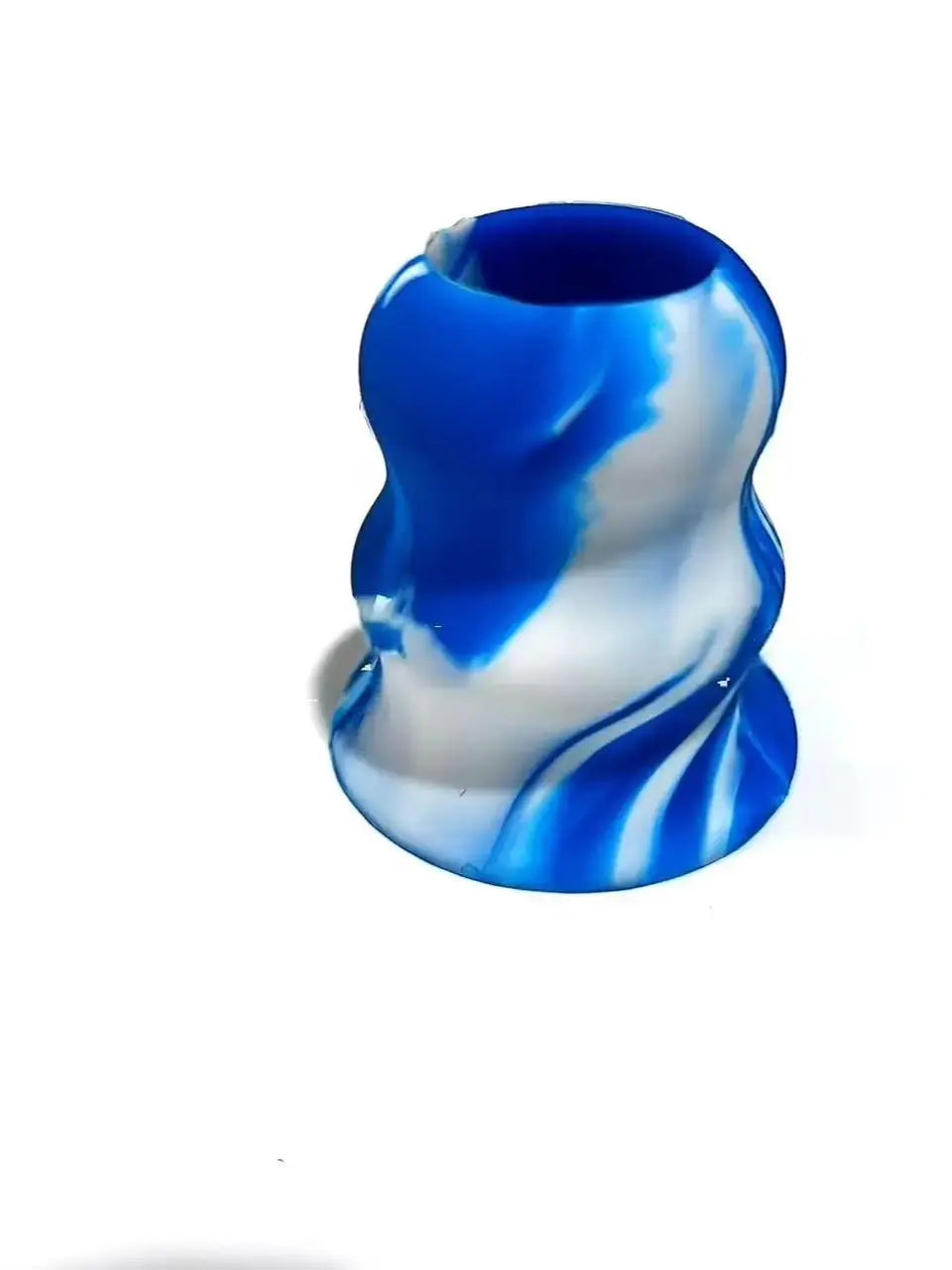 Blue and white marbled silicone grips for baseball bat knobs